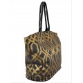 9200 - DARK GREY & GOLD TRELLIS DESIGN CANVAS TOTE BAG